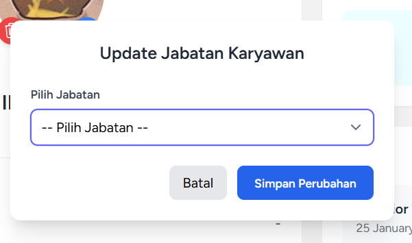 Pop up Ubah Jabatan